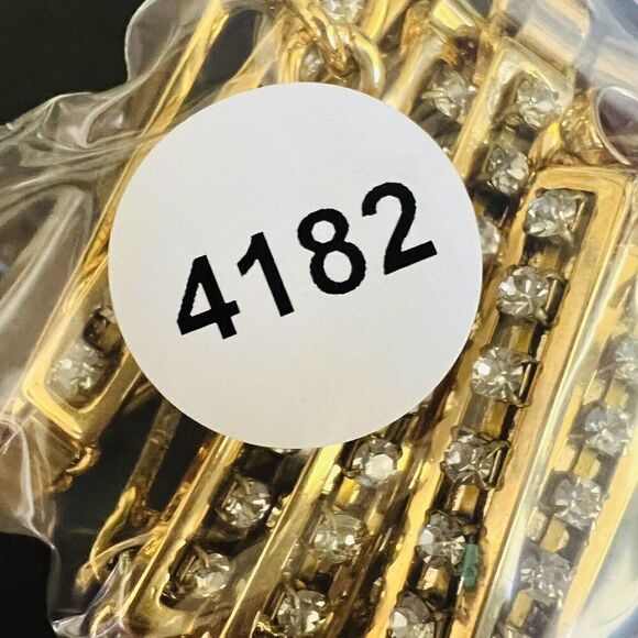 Vintage Italy Gold Plated Rhinestone Geometric Chain Belt Rectangle Links 4182 main image 7